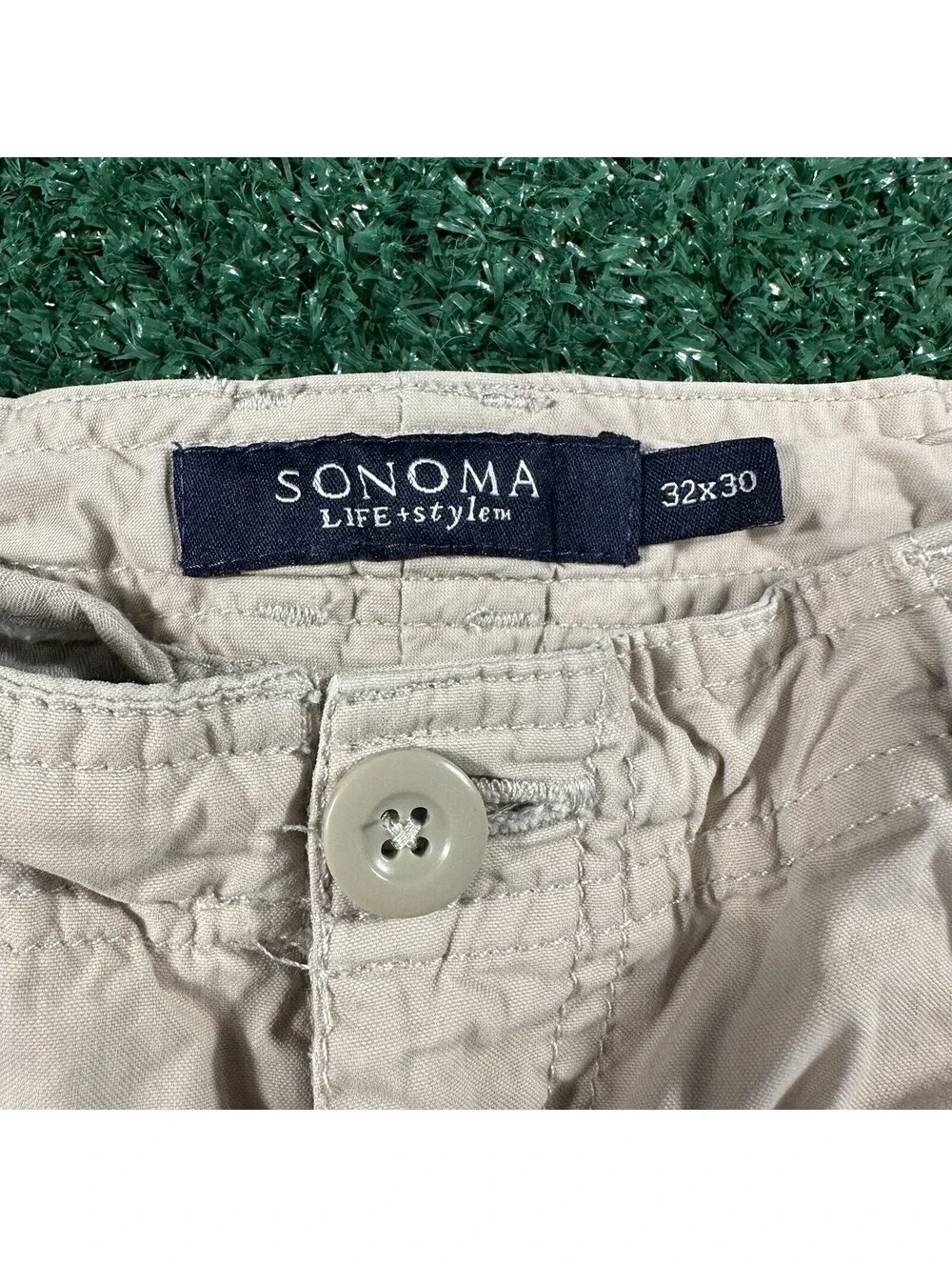 Y2K Sonoma Life Convertible Pants/Shorts Size 32x28 Tan Khaki Cargo